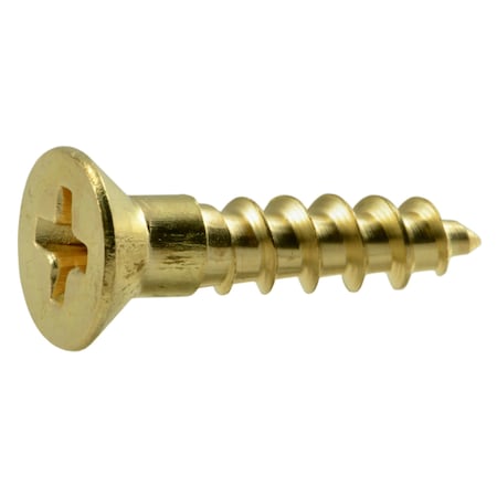 Midwest Fastener Wood Screw, #8, 3/4 in, Plain Brass Flat Head Phillips Drive, 100 PK 02864
